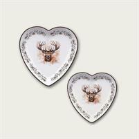PIATTO CUORE RENNA 20X20CM NATALE