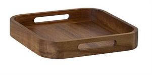 VASSOIO LEGNO ACACIA 25X25X4H CON MANIGLIE