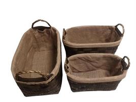 SET 3PZ CESTA LEGNA CASTAGNO OVALI CON MANICI