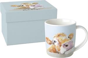 TAZZA MUG PORCELLANA 300ML MUCCA SCATOLA REGALO