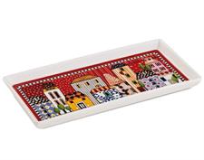 VASSOIO RETT. PORCELLANA PAESE MIO 19X9CM ROSSO