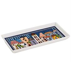 VASSOIO RETT. PORCELLANA PAESE MIO 19X9CM BLU
