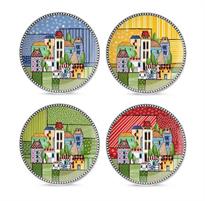 SET 4 PIATTO DOLCE PAESE MIO D.19CM ASSORTITI