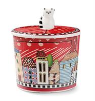 ZUCCHERIERA PORCELLANA PAESE MIO D.9XH10CM ROSSA