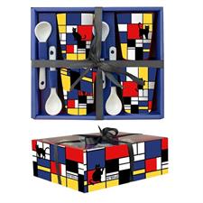 SET 4 TAZZA CAFFE' C/CUCCHIAINO GATTO MONDRIAN