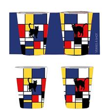 SET 2 CAFFEINO PORCELLANA GATTO MONDRIAN