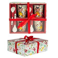 SET 4 TAZZA CAFFE' C/CUCCHIAIO GATTO COUNTRY CAT