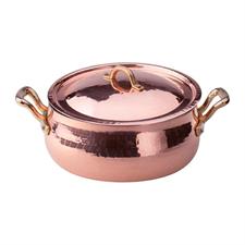 CASSERUOLA BASSA BOMBATA RAME MARTELLATO C/C 28