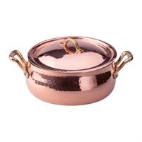 CASSERUOLA BASSA BOMBATA RAME MARTELLATO C/C 28