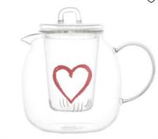 TEIERA VETRO CON FILTRO SD 600ML CUORE ROSSO