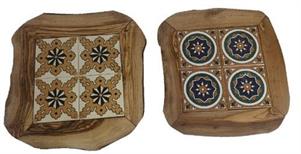 VASSOIO LEGNO E CERAMICA 32X32X2H