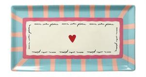 VASSOIO RETTANGOLARE NEW MILK CUORE AZZURR 32X17