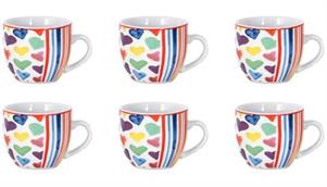 SET 6 TAZZA CAFFE' CUORICINI SENZA PIATTO