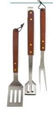 SET 3 ACCESSORI BARBECUE MANICO LEGNO