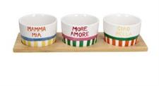 SET 3 COPPETTA 8,5 C/VASSOIO LEGNO VIVA L'ITALIA