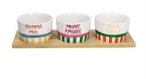 SET 3 COPPETTA 8,5 C/VASSOIO LEGNO VIVA L'ITALIA