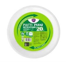 CONF.20 PIATTI PIANI RIUTILIZZABILI 22CM BIANCHI