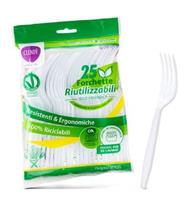 CONF. 25 FORCHETTE BIANCHE RIUTILIZZABILI