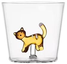 BICCHIERE TABBY CAT ACQUA GATTO AMBRA STRISCE BI
