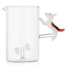 CARAFFA BROCCA VETRO ICH BULL TERRIER CON OSSO