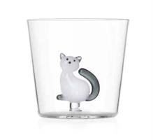 BICCHIERE TABBY CAT ACQUA GATTO BIANCO CON CODA