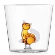 BICCHIERE TABBY CAT ACQUA GATTO AMBRA CON CODA