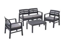 SET GIARDINO JAVA 4PZ PP ANTRACITE + CUSCINI