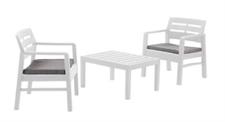 SET GIARDINO LOMBOK 3PZ PP CON CUSCINI BIANCO