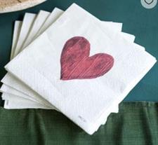 SET 20 TOVAGLIOLI CARTA CUORE ROSSO 33X33