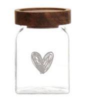 BARATTOLO CUORE VETRO/LEGNO 6X6X9CM