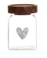 BARATTOLO CUORE VETRO/LEGNO 6X6X9CM