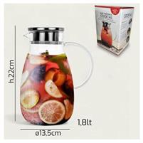 CARAFFA VETRO TAPPO INOX COCKTAIL 1,8LT