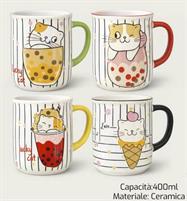 TAZZA MUG PORCELLANA DECORO GATTO 400ML ASS.
