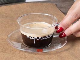 SET 2 TAZZA CAFFE' VETRO C/P CUORI ROSSI