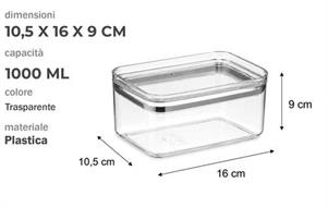 BARATTOLO RETTANGOLARE ERMETICO 1000ML