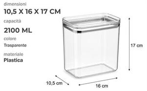 BARATTOLO RETTANGOLARE ERMETICO 2100ML
