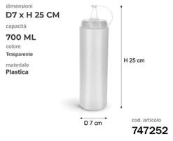 FLACONE DOSATORE TRASPARENTE 700ML